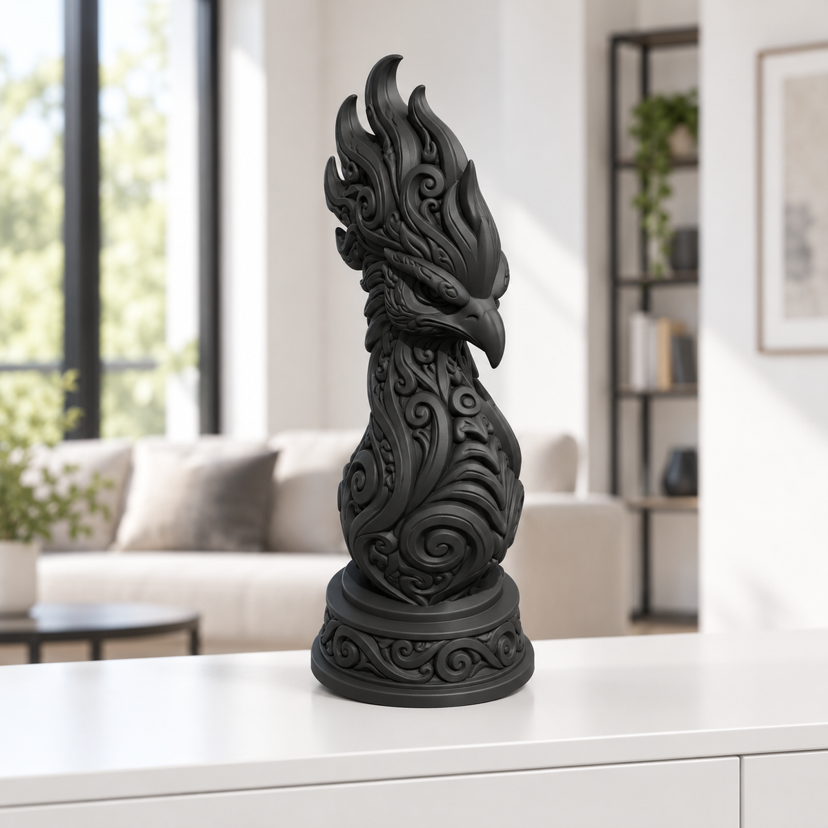 Phönixbüste Ornament - Schwarz gedruckt Wohnzimmer