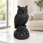 Schneeeule auf Stamm Ornament - Schwarz gedruckt Wohnzimmer