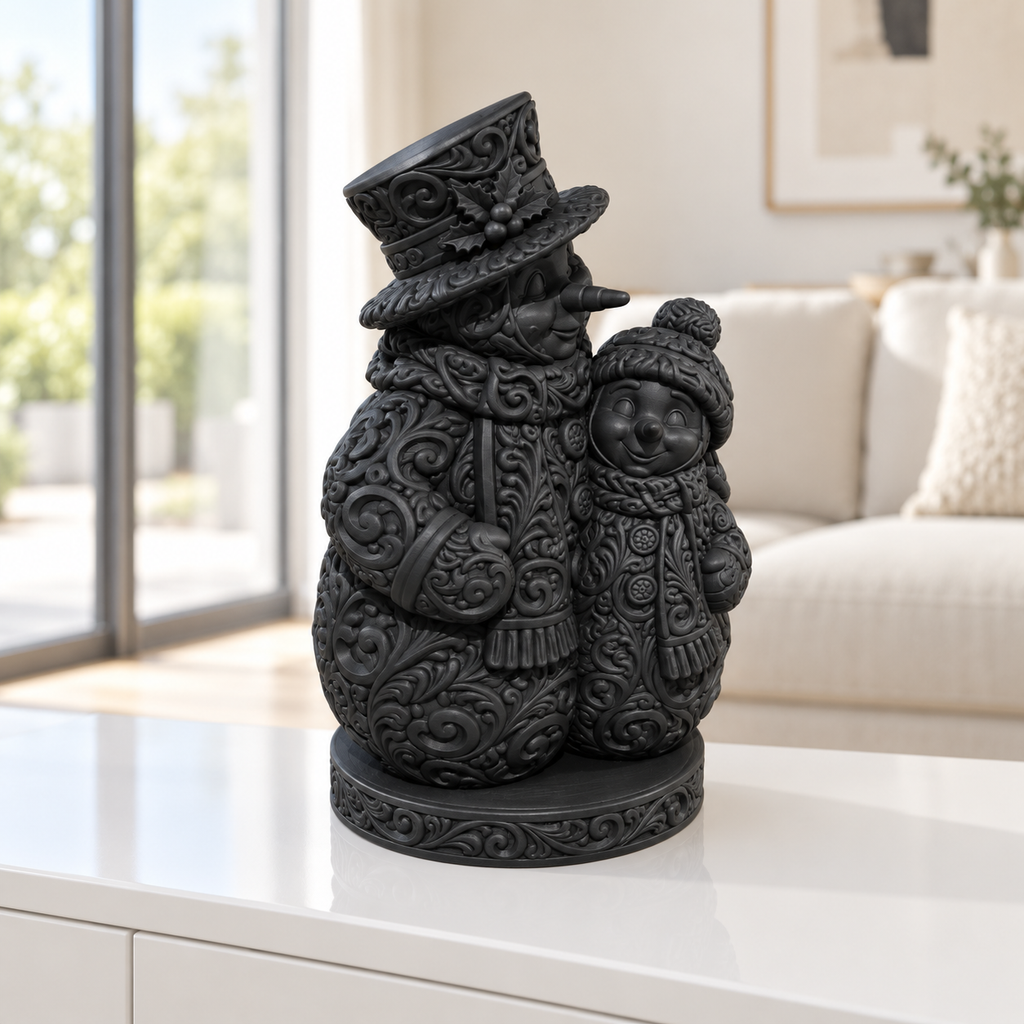 Schneemann-Familie Ornament - Schwarz gedruckt Wohnzimmer