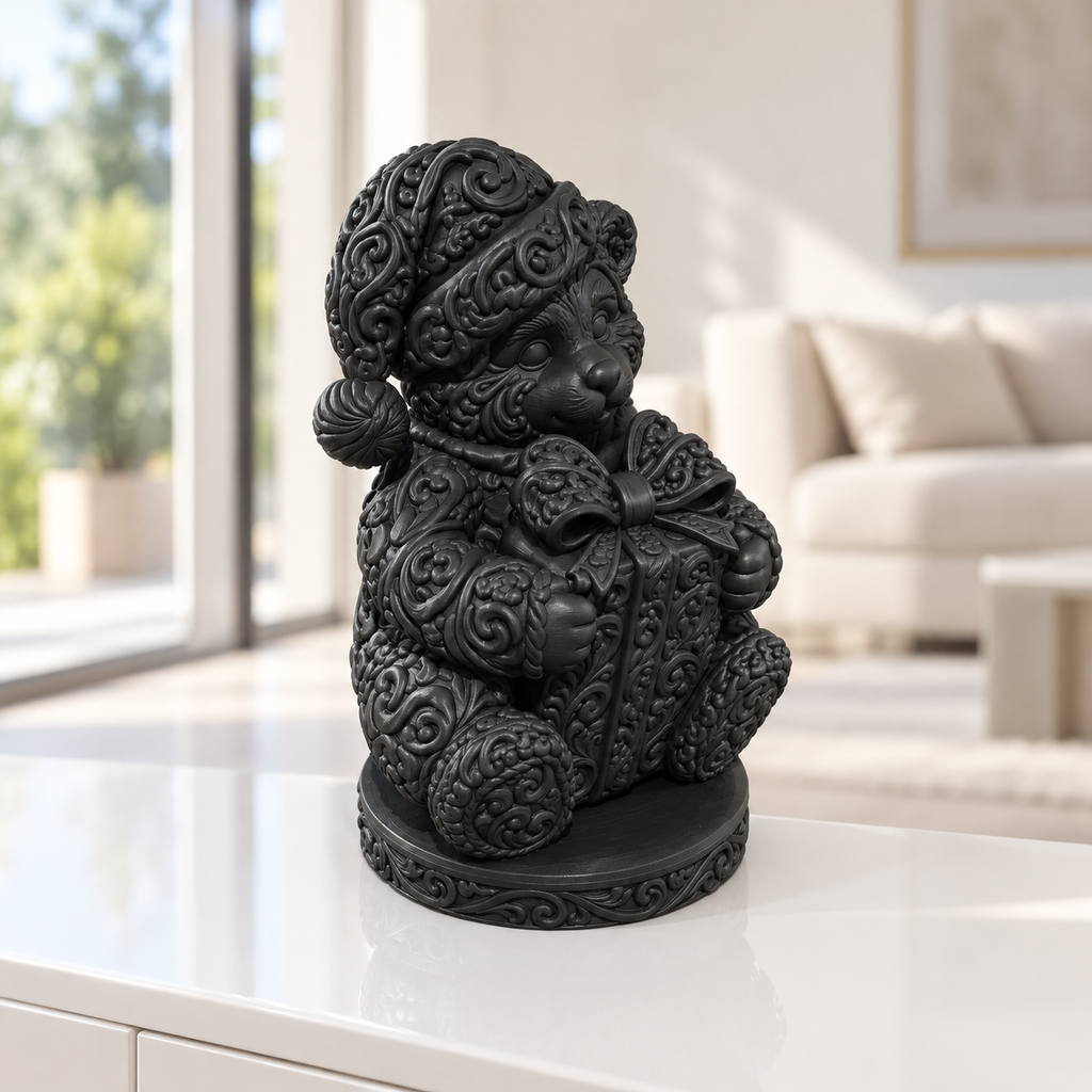 Teddy mit Geschenk Ornament - Schwarz gedruckt Wohnzimmer