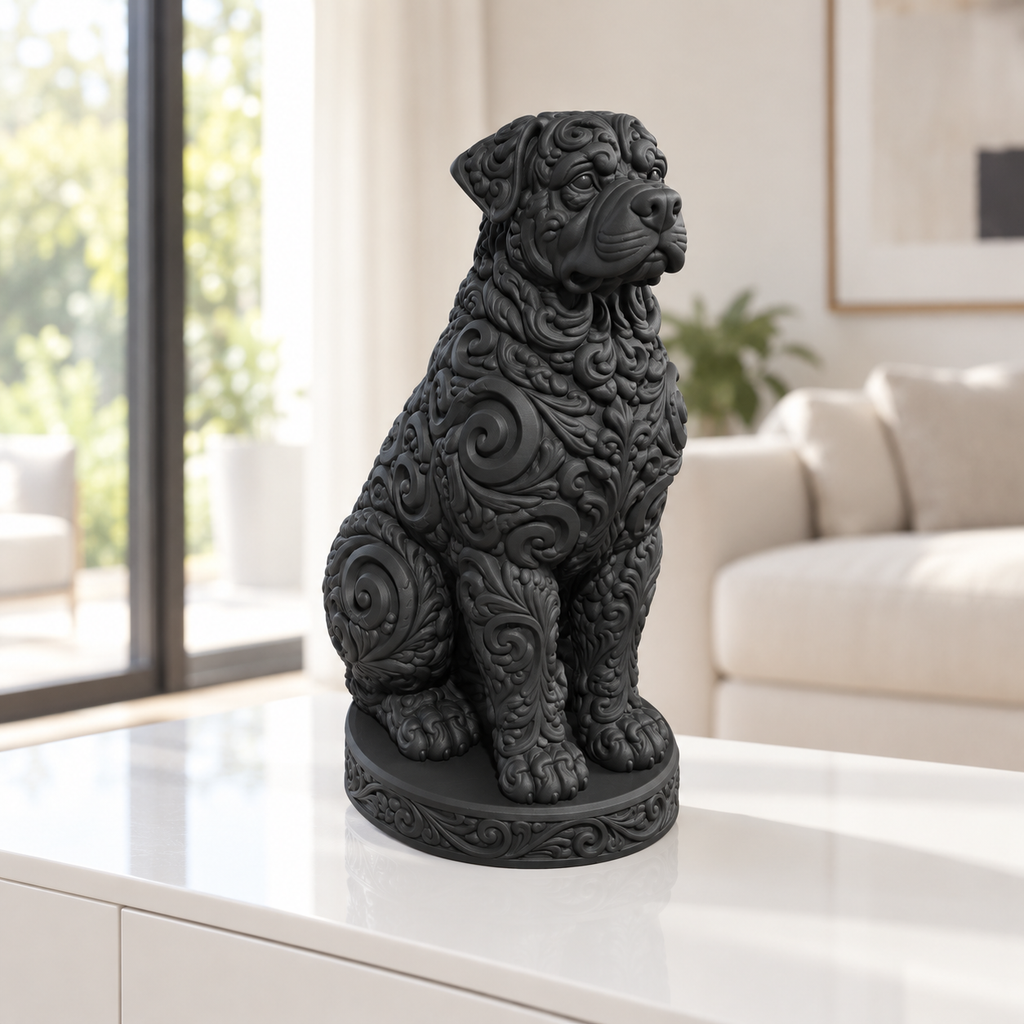 Rottweiler sitzend Ornament - Schwarz gedruckt Wohnzimmer