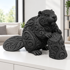 Biber am Baumstamm Ornament - Schwarz gedruckt Wohnzimmer