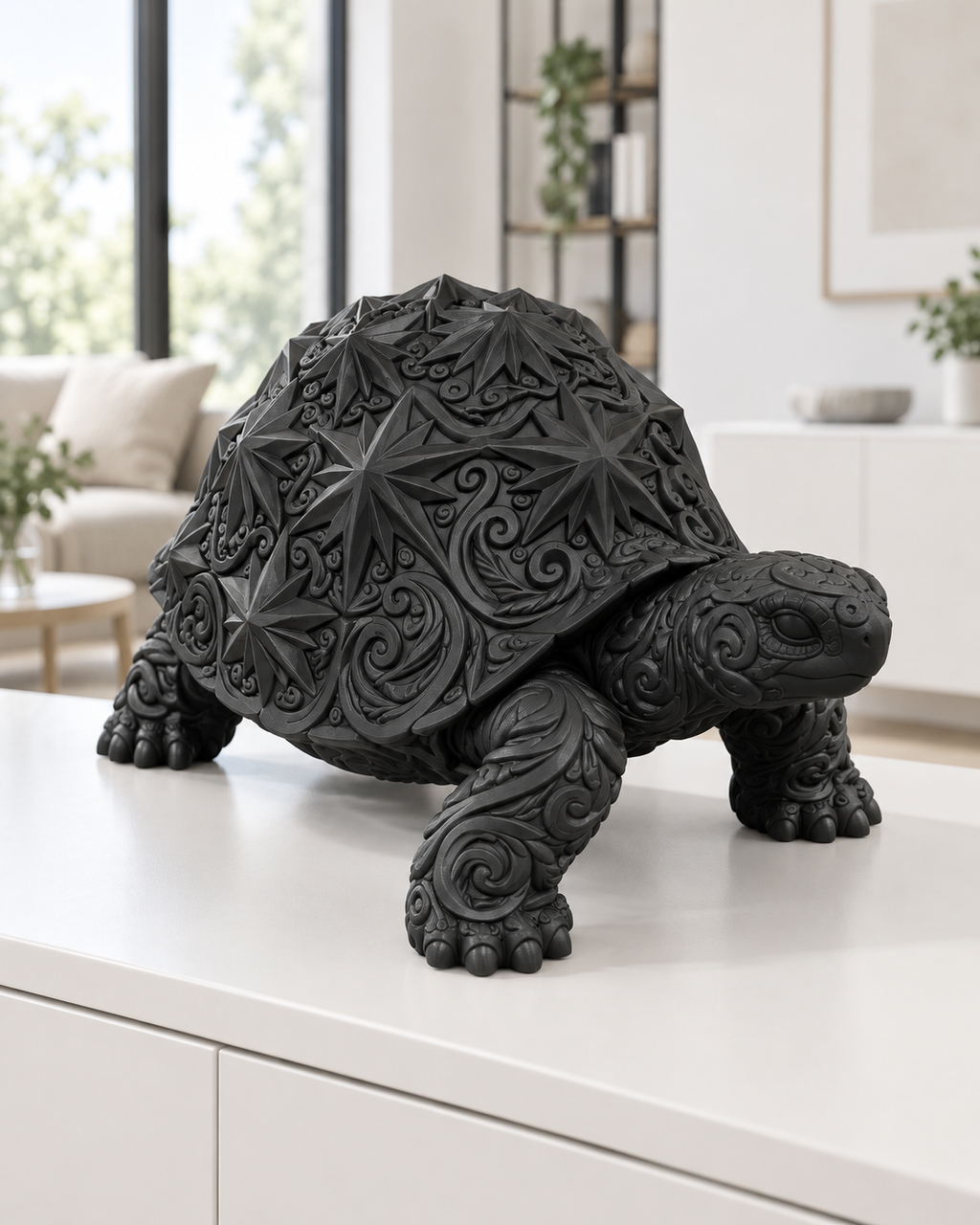 Sternschildkröte Ornament - Schwarz gedruckt Wohnzimmer
