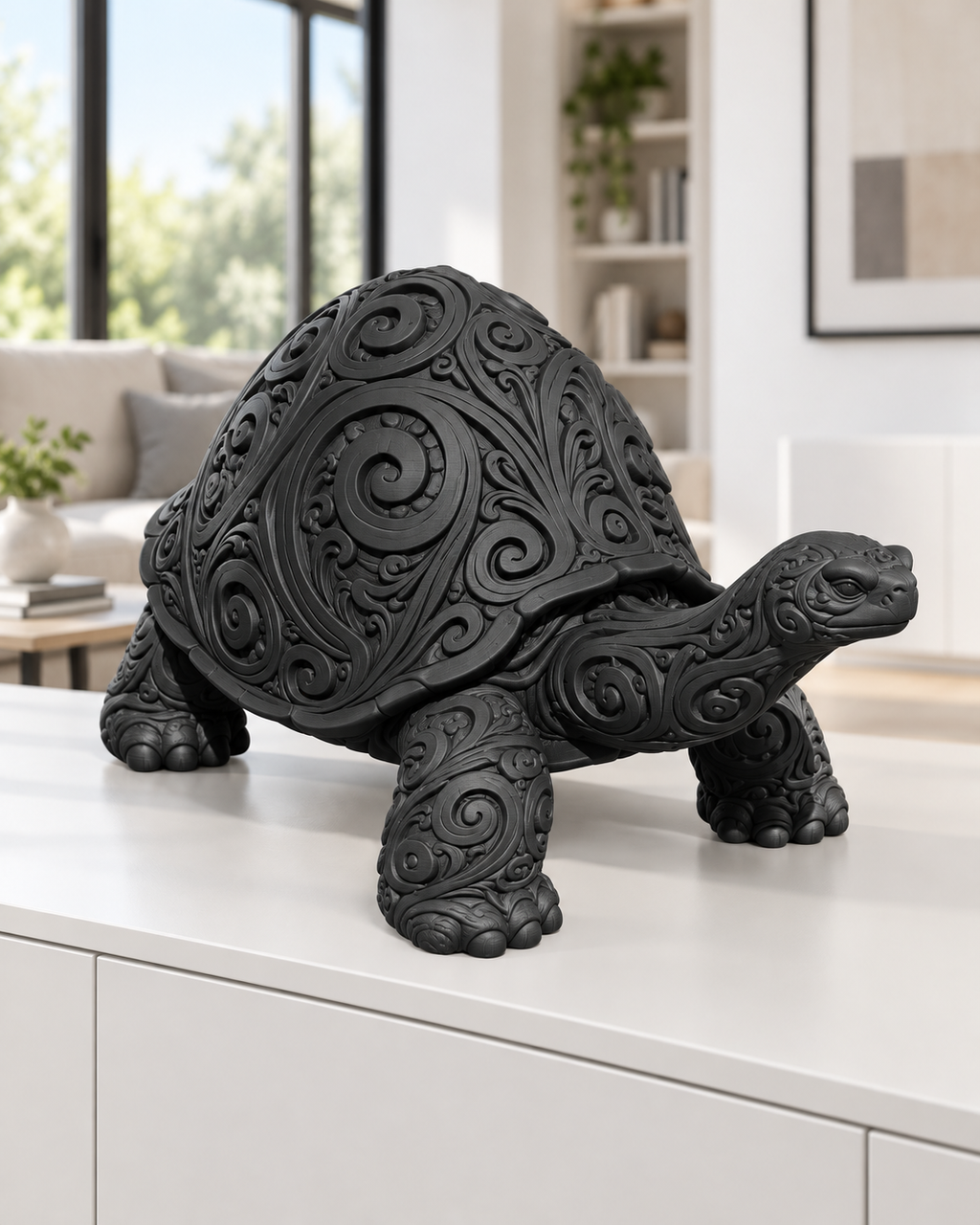 Riesenschildkröte Ornament - Schwarz gedruckt Wohnzimmer