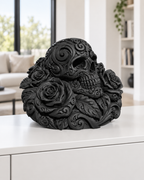 Totenkopf Rosen Ornament - Schwarz gedruckt Wohnzimmer