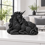 Einhorn mit Fohlen Ornament - Schwarz gedruckt Wohnzimmer
