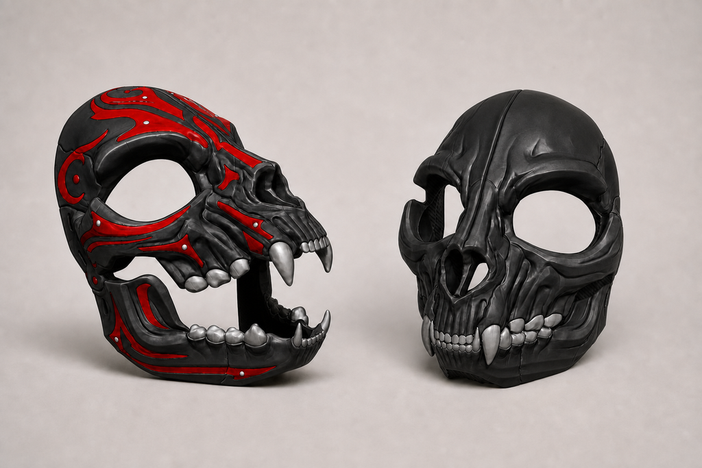 Feline Skull Mask – mehrfarbige Katzen-Totenkopfmaske FehnFactory