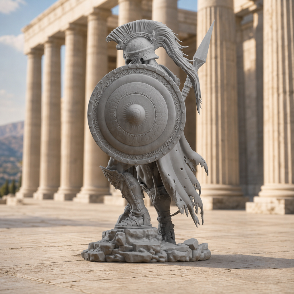 Spartanischer Krieger mit Speer und Schild FehnFactory