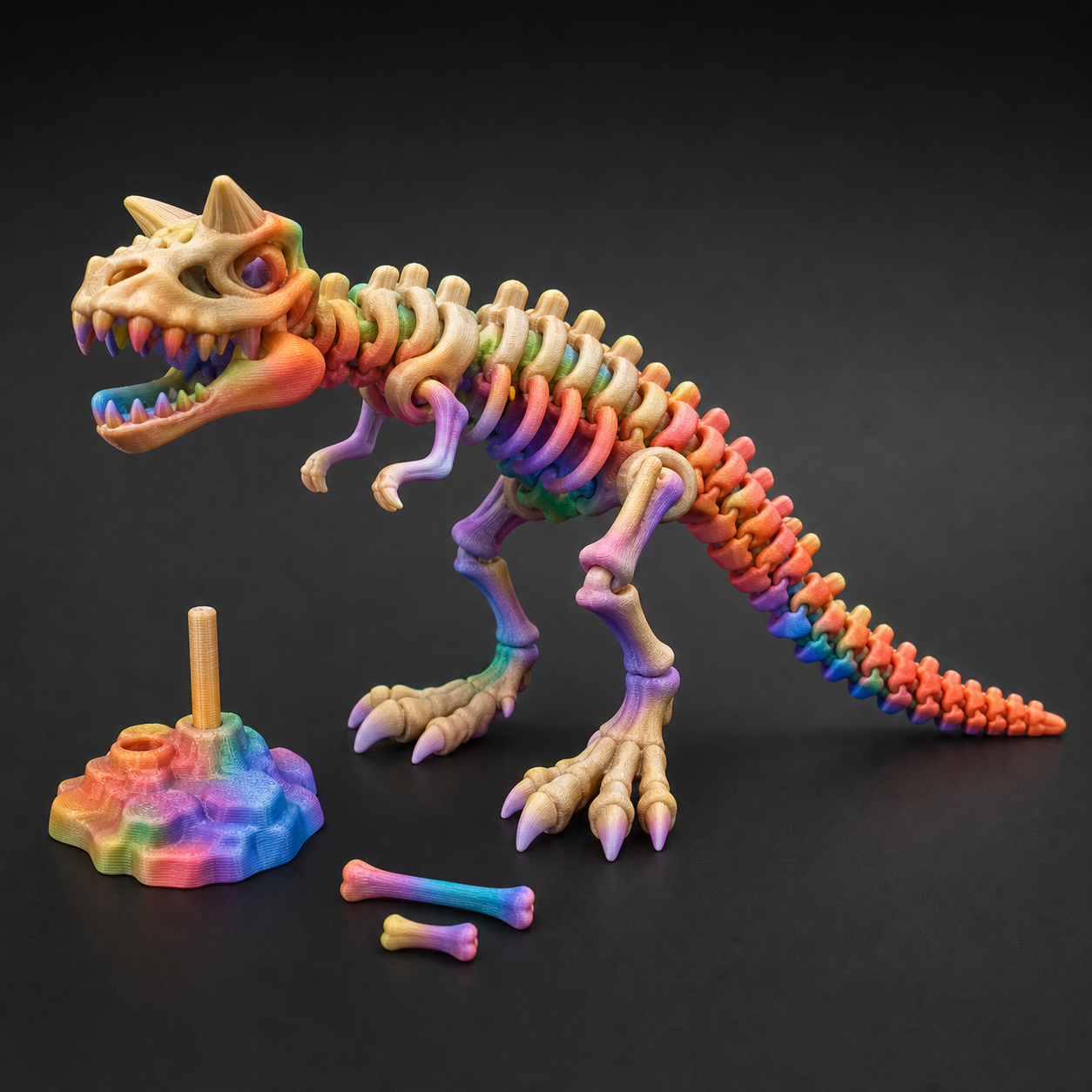 Skelett-Carnotaurus – beweglicher Dino mit Stand, 21,4 cm FehnFactory