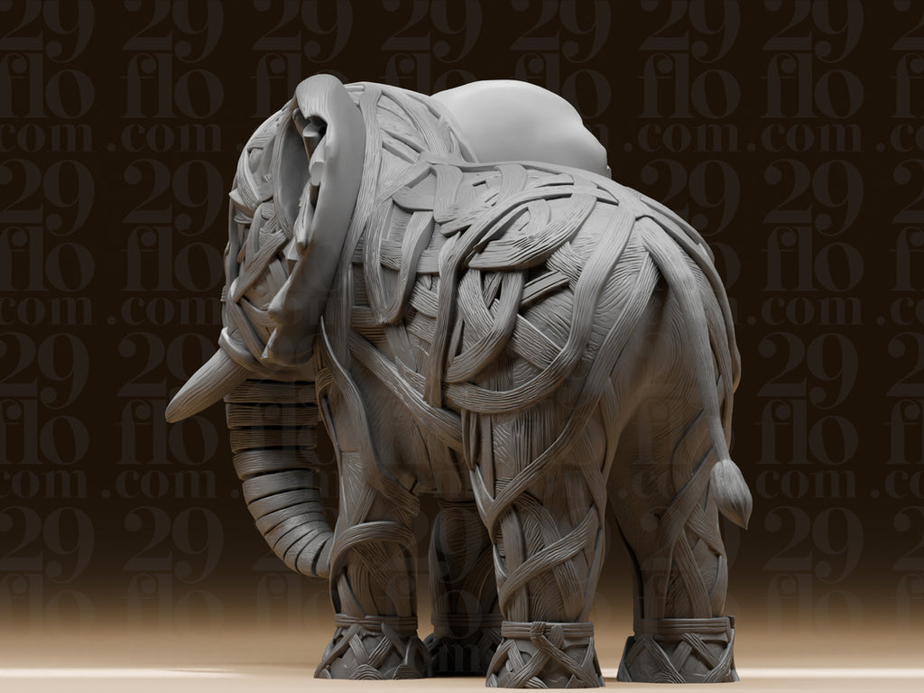 Geflochtener Ranken-Elefant – freistehende Fantasy-Skulptur FehnFactory