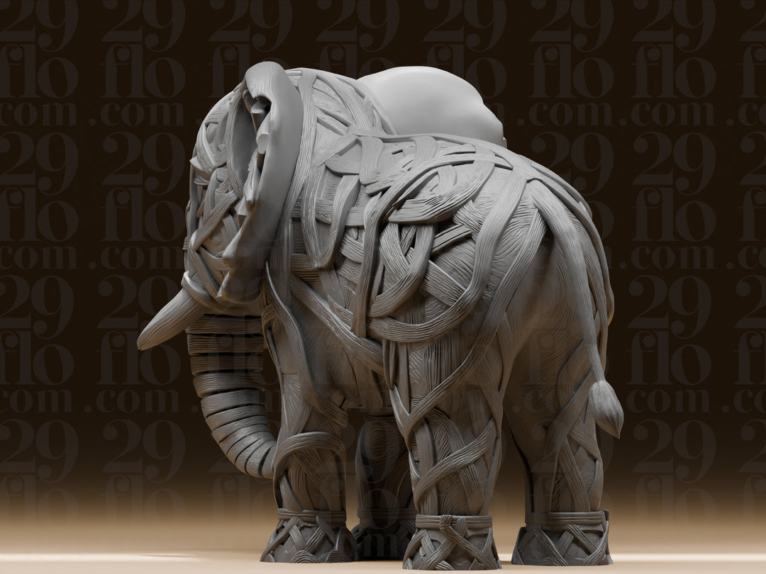 Geflochtener Ranken-Elefant – freistehende Fantasy-Skulptur FehnFactory