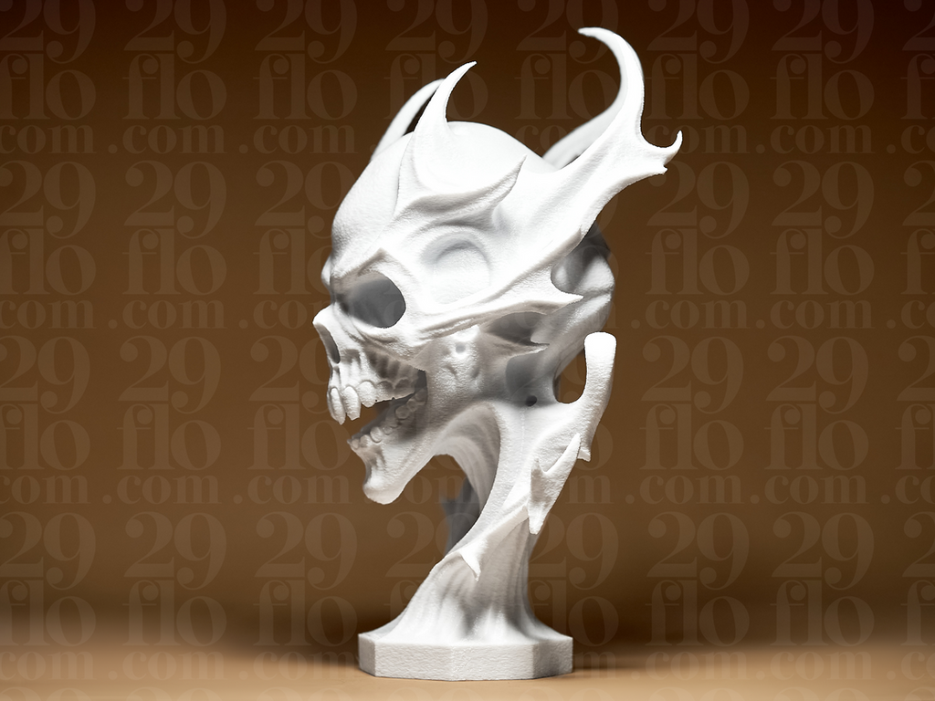 Flammenschädel – Freistehende Gothic-Skulptur FehnFactory