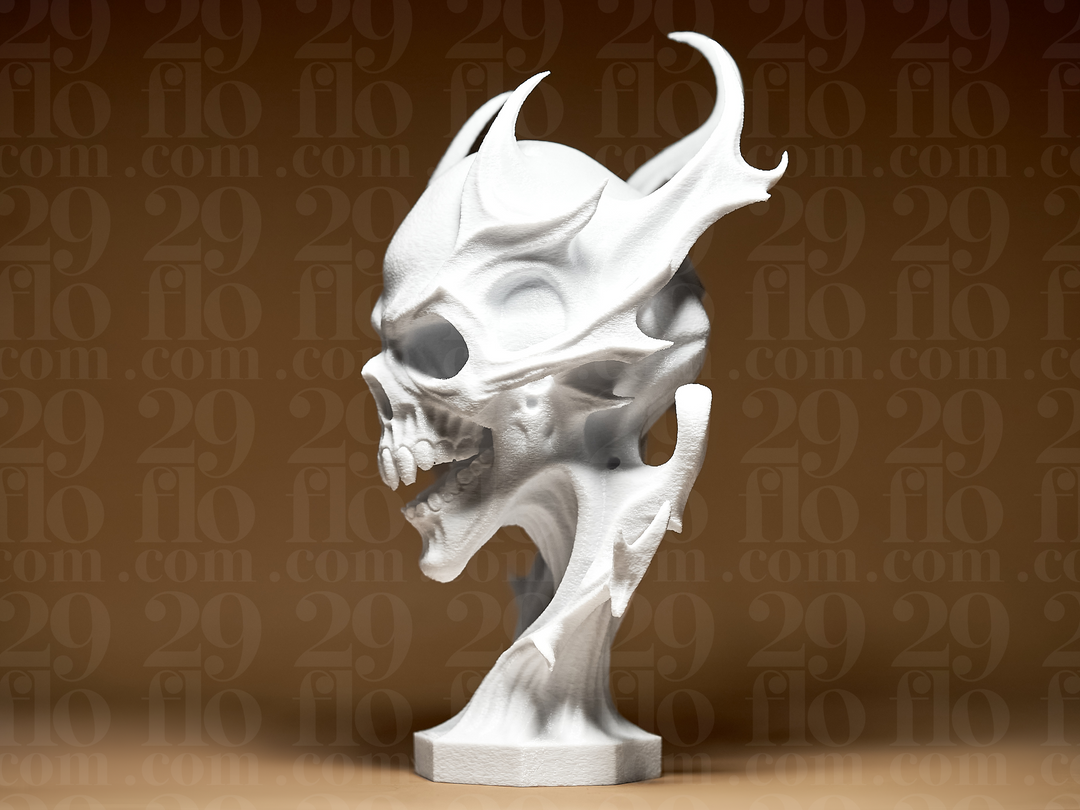 Flammenschädel – Freistehende Gothic-Skulptur FehnFactory