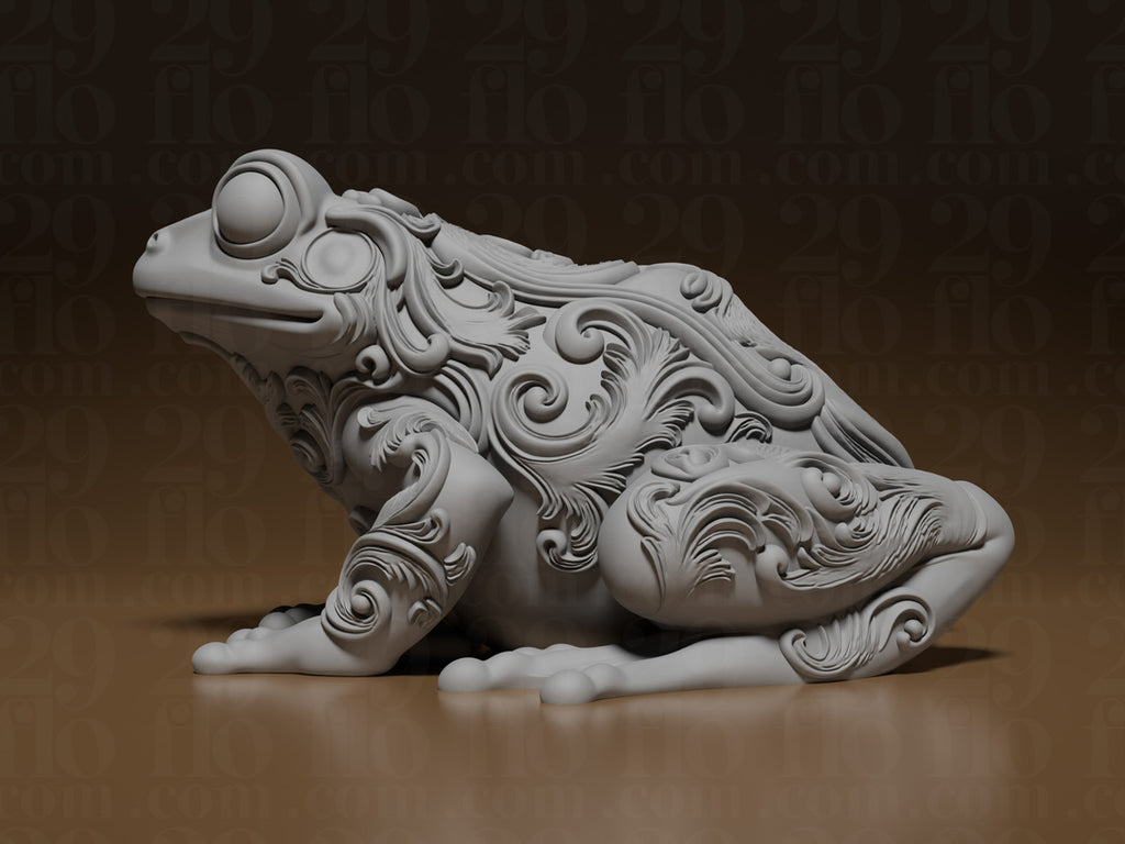 Floral-Froschskulptur – Ornamentale Tierfigur FehnFactory