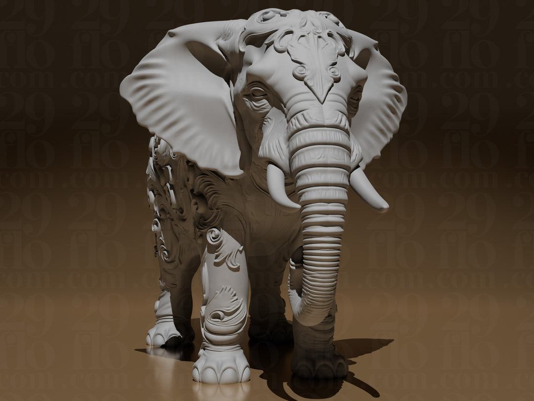 Floral-Elefantenskulptur – Ornamentale Tierfigur FehnFactory