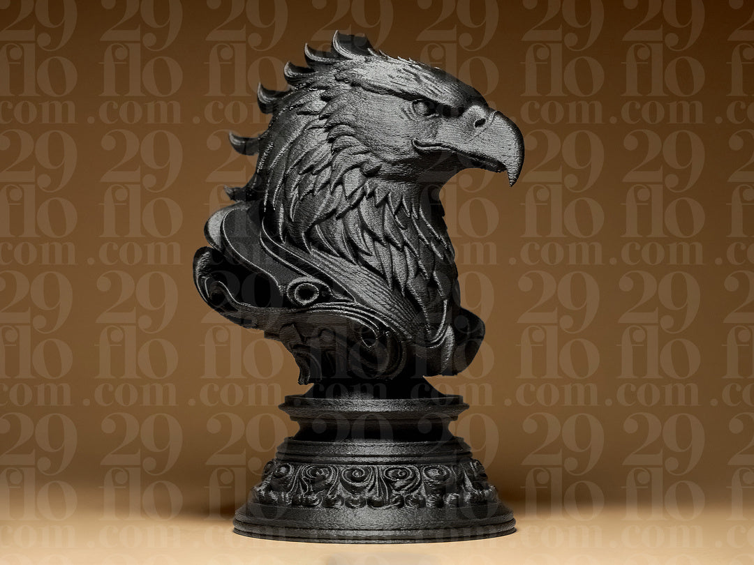 Ornamentale Adlerbüste – Greifvogel-Skulptur auf Rundsockel FehnFactory