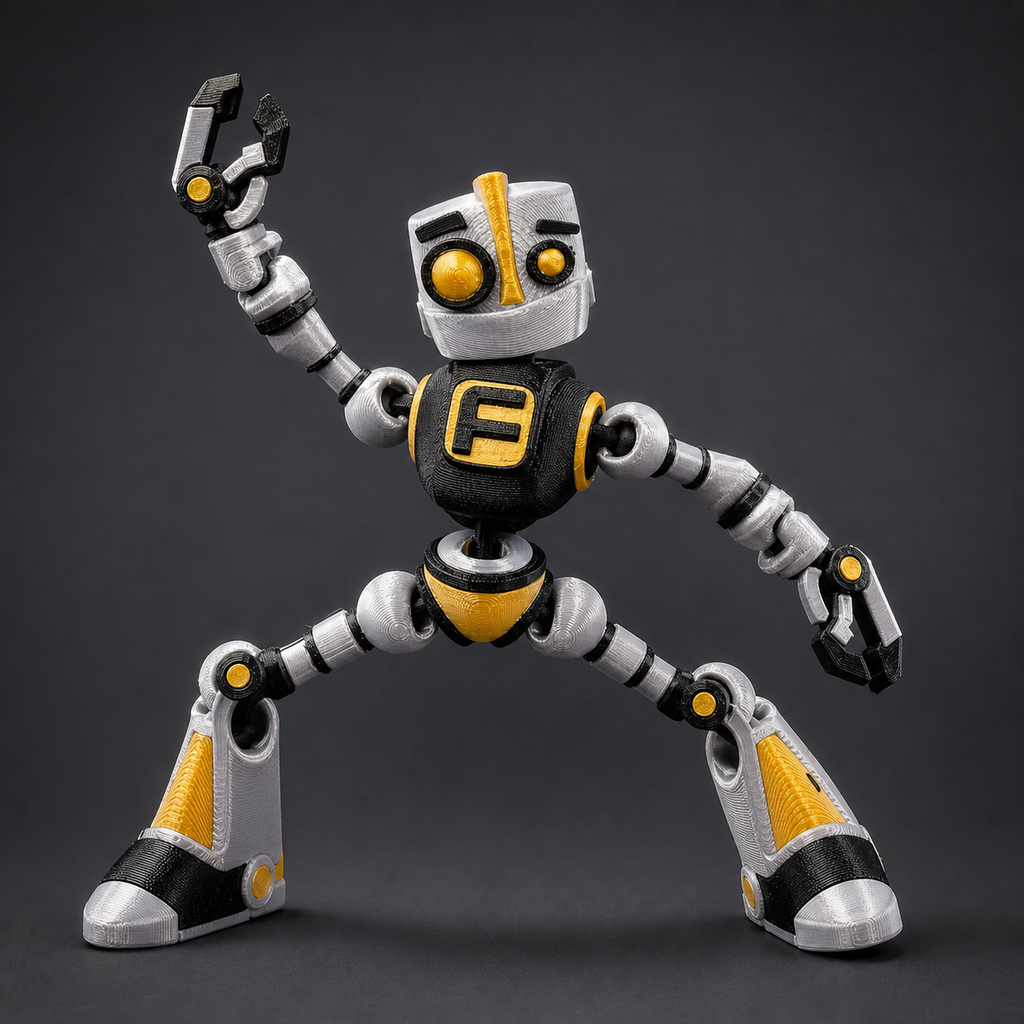 Fokobot – bewegliche Roboterfigur in Silber, Schwarz und Gold, 16,1 cm FehnFactory