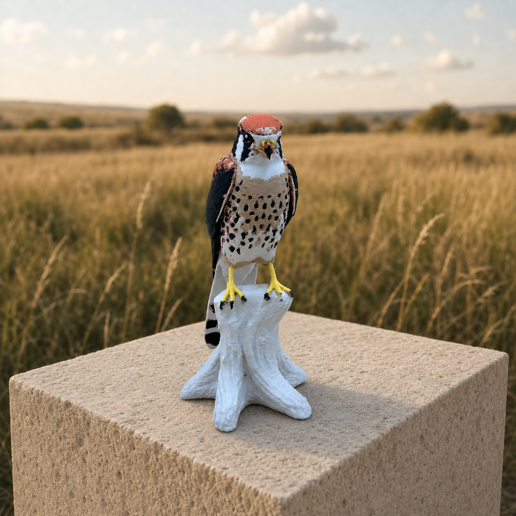 American Kestrel – Turmfalke auf Natur-Sockel FehnFactory