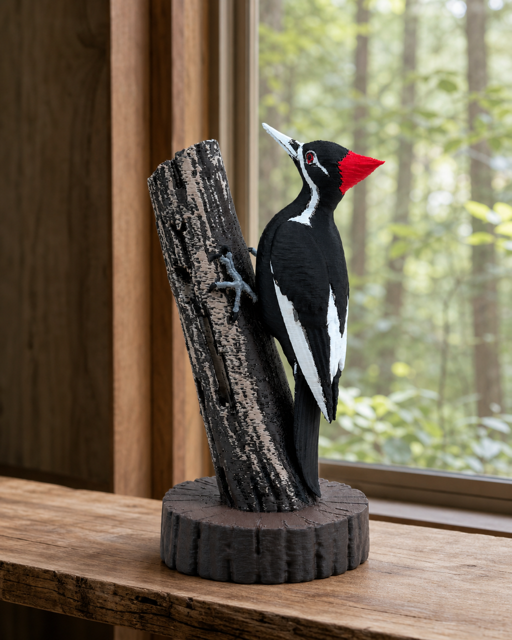 Pileated Sentinel – mehrfarbige Helmspecht-Skulptur FehnFactory