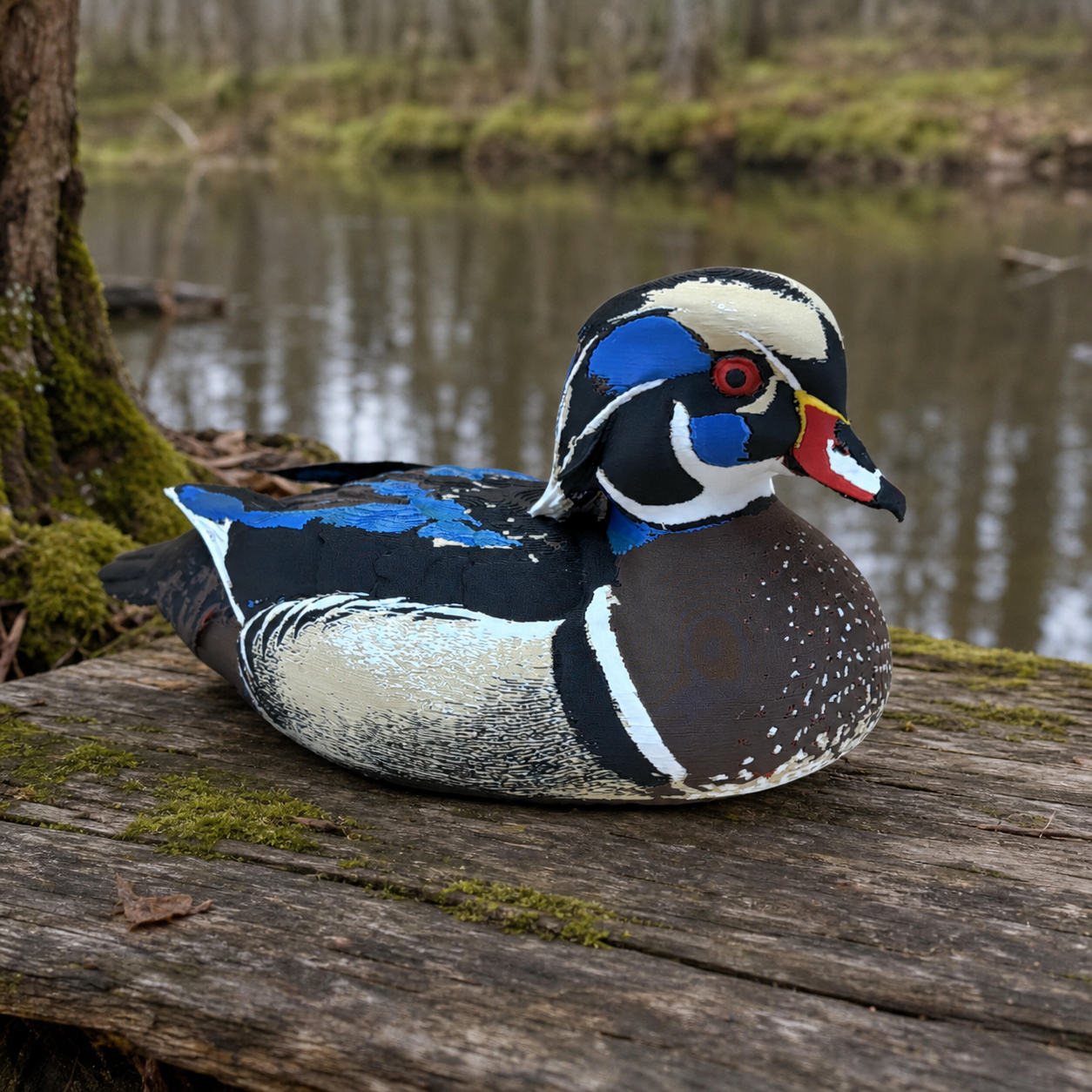 Royal Wood Duck – Freistehende Brautente-Skulptur FehnFactory