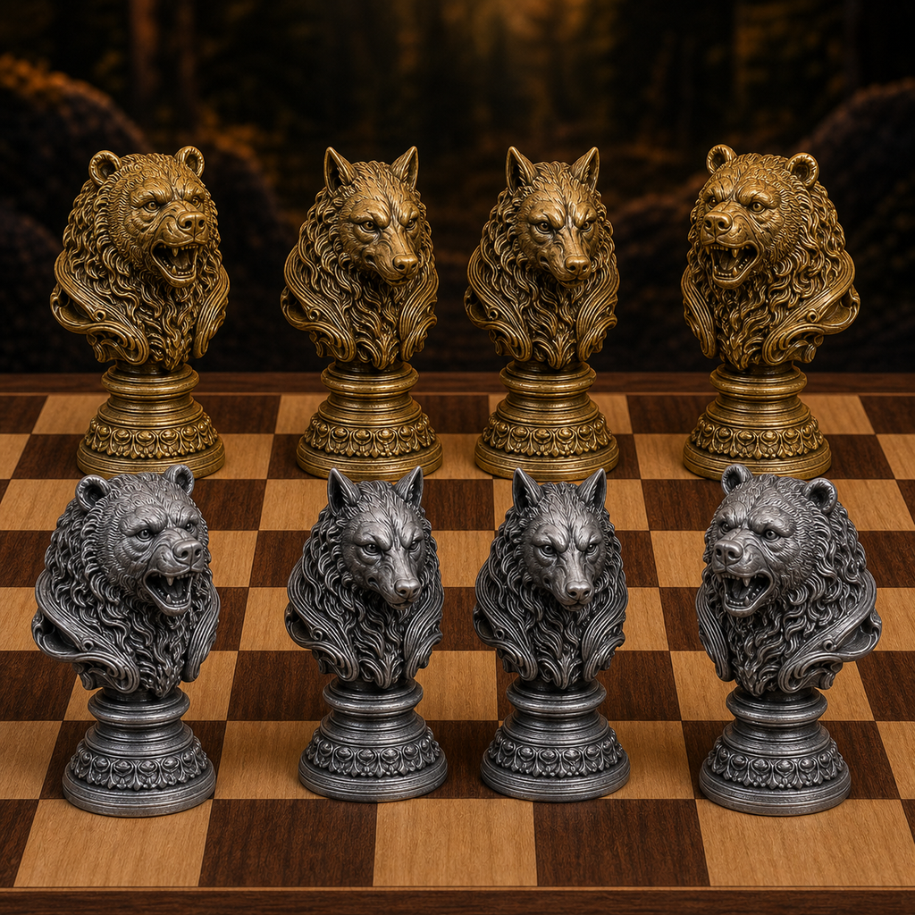 Waldtiere-Schach – 32 handbemalte PLA-Figuren FehnFactory