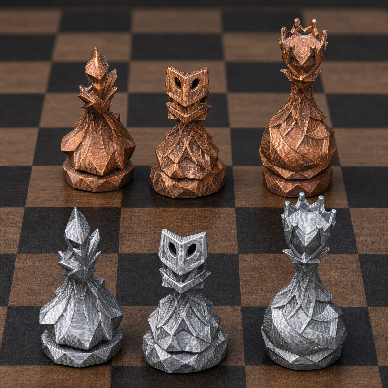 Modernes abstraktes Schach – 32 handbemalte PLA-Figuren FehnFactory