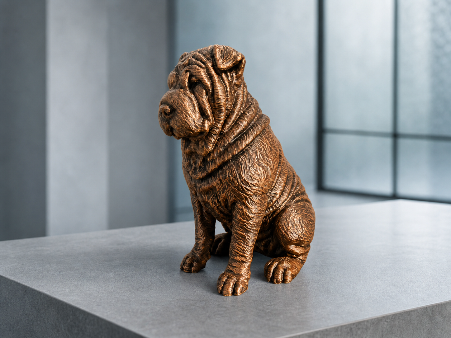 Shar-Pei-Hundefigur sitzend – markante Falten | Geschenk für Hundefans | Made in Germany Fehn-factory.de