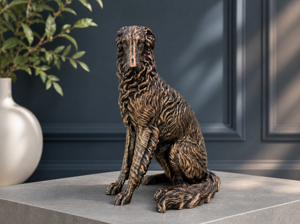 Borzoi – detailreiche sitzende Hundefigur | Geschenk für Windhund-Fans | Made in Germany Fehn-factory.de