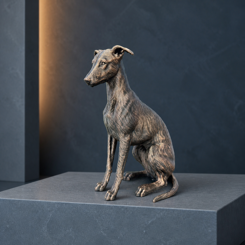 Greyhound-Figur – sitzender Windhund mit eleganter Silhouette | Geschenk für Hundefans | Made in Germany Fehn-factory.de