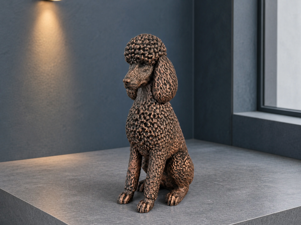 Standardpudel – detailreiche sitzende Hundefigur | Geschenk für Pudel-Fans | Made in Germany Fehn-factory.de