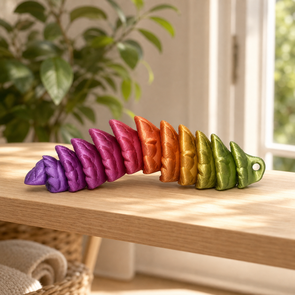 Eichhörnchen-Schwanz-Anhänger – beweglich, Silk Rainbow, 13 cm FehnFactory