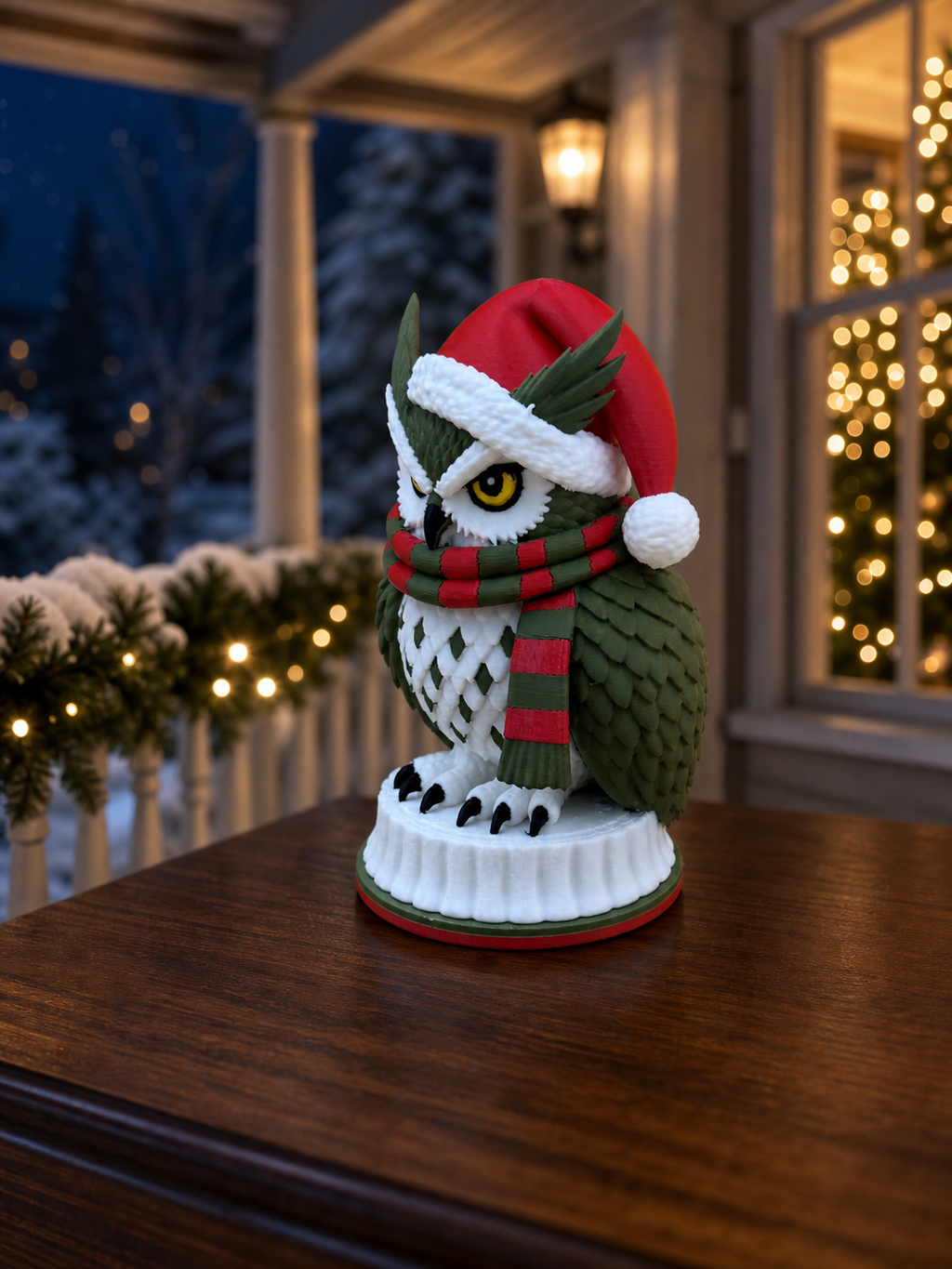 Wachsame Weihnachtseule – Festliche Eulen-Skulptur FehnFactory