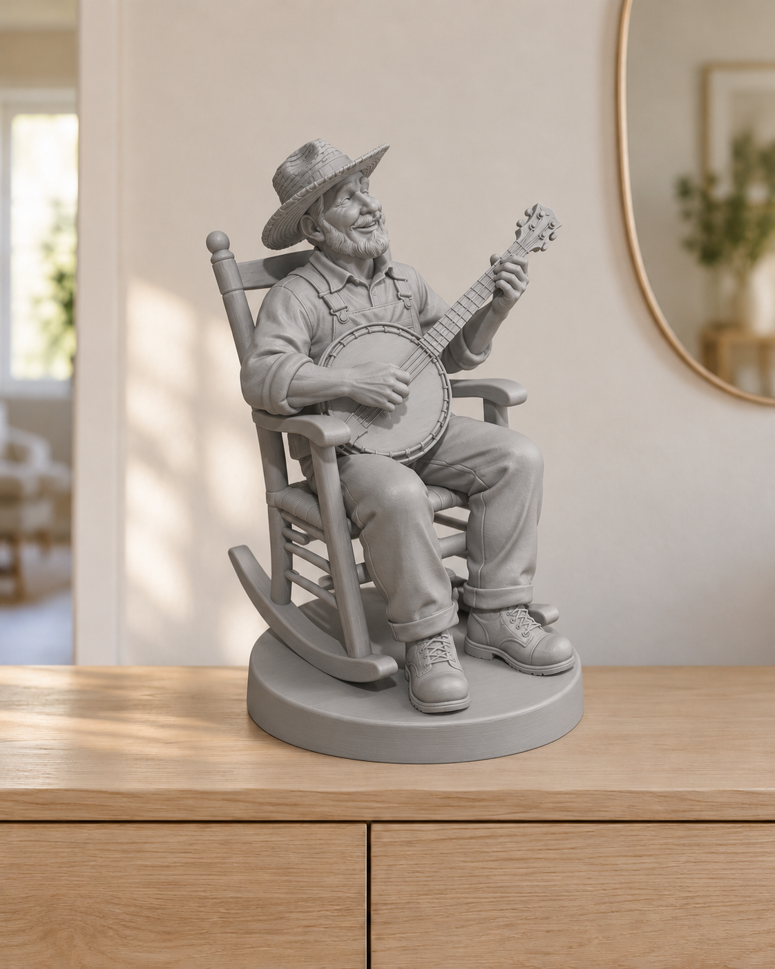 Banjo-Spieler im Schaukelstuhl – 05 grau