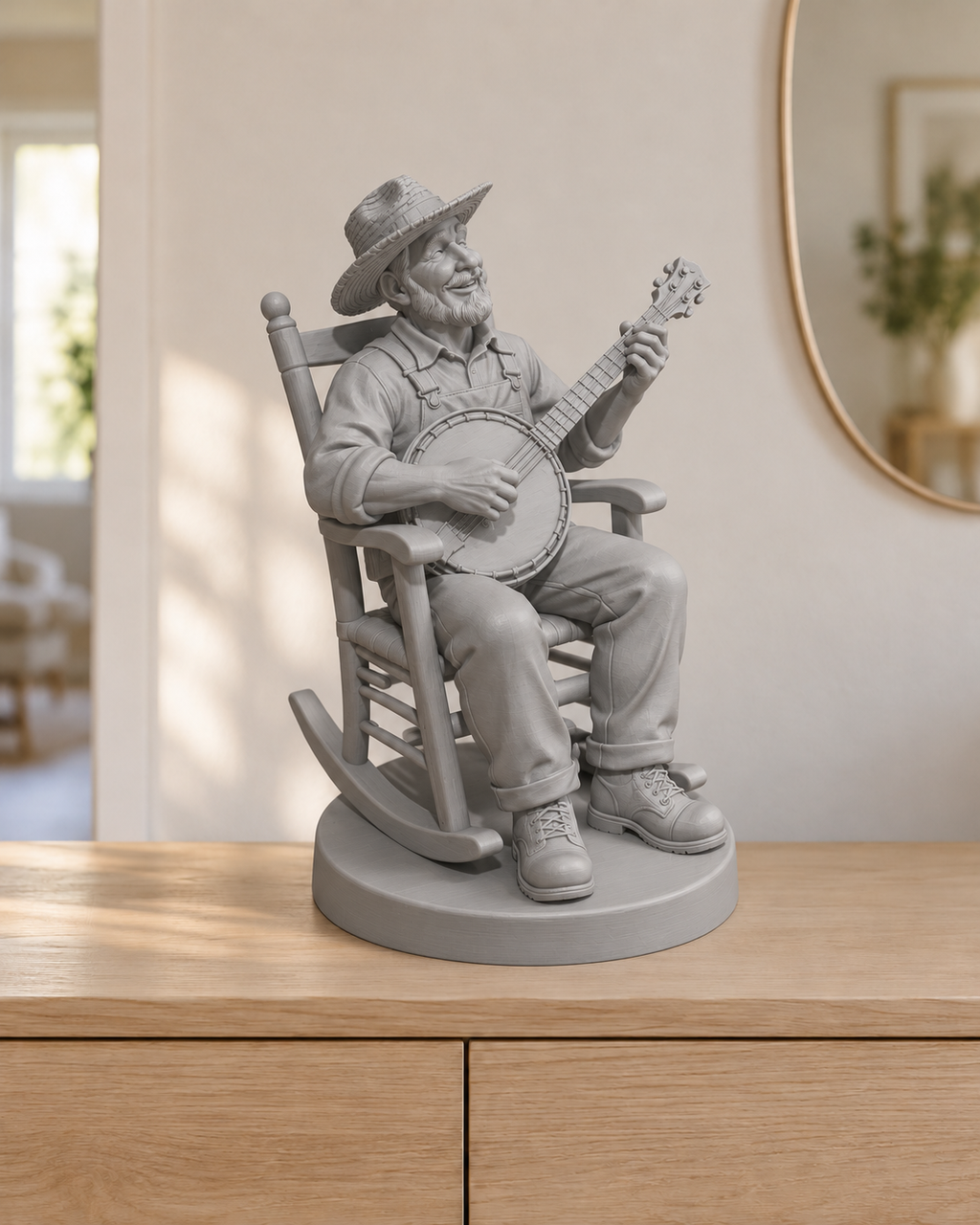 Banjo-Spieler im Schaukelstuhl – 05 grau