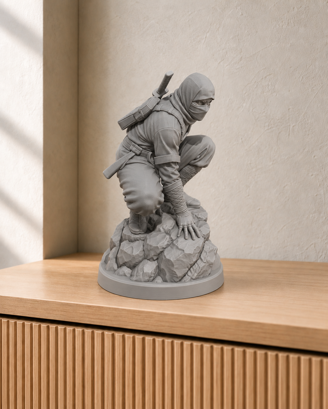 Ninja hockend - STL & 3MF - 05-grau