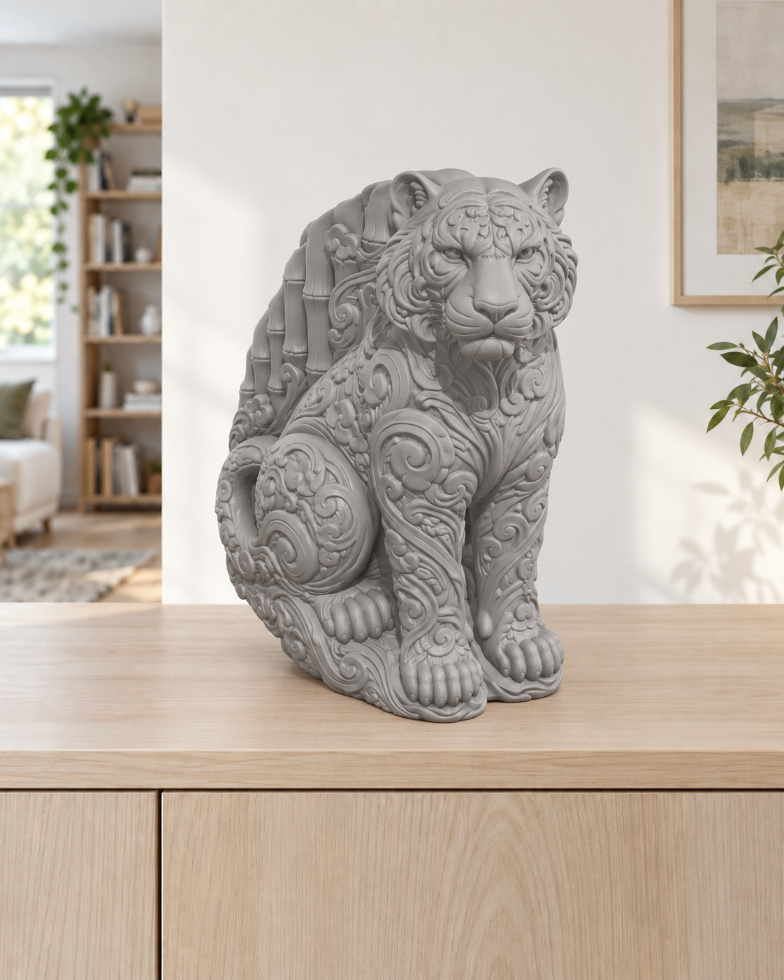 Tiger im Bambus – 05 grau