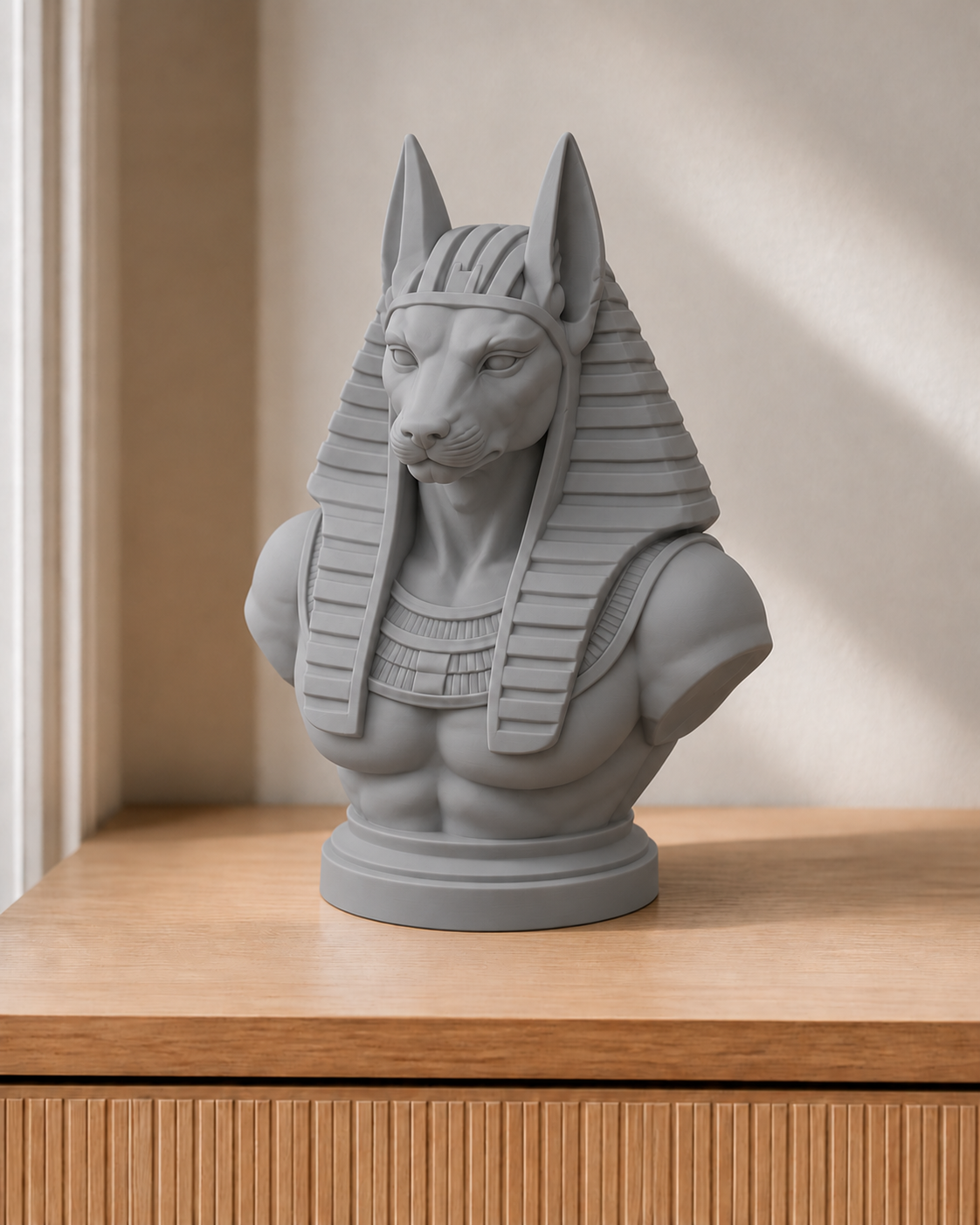 Anubis – ägyptische Büste – 05 grau