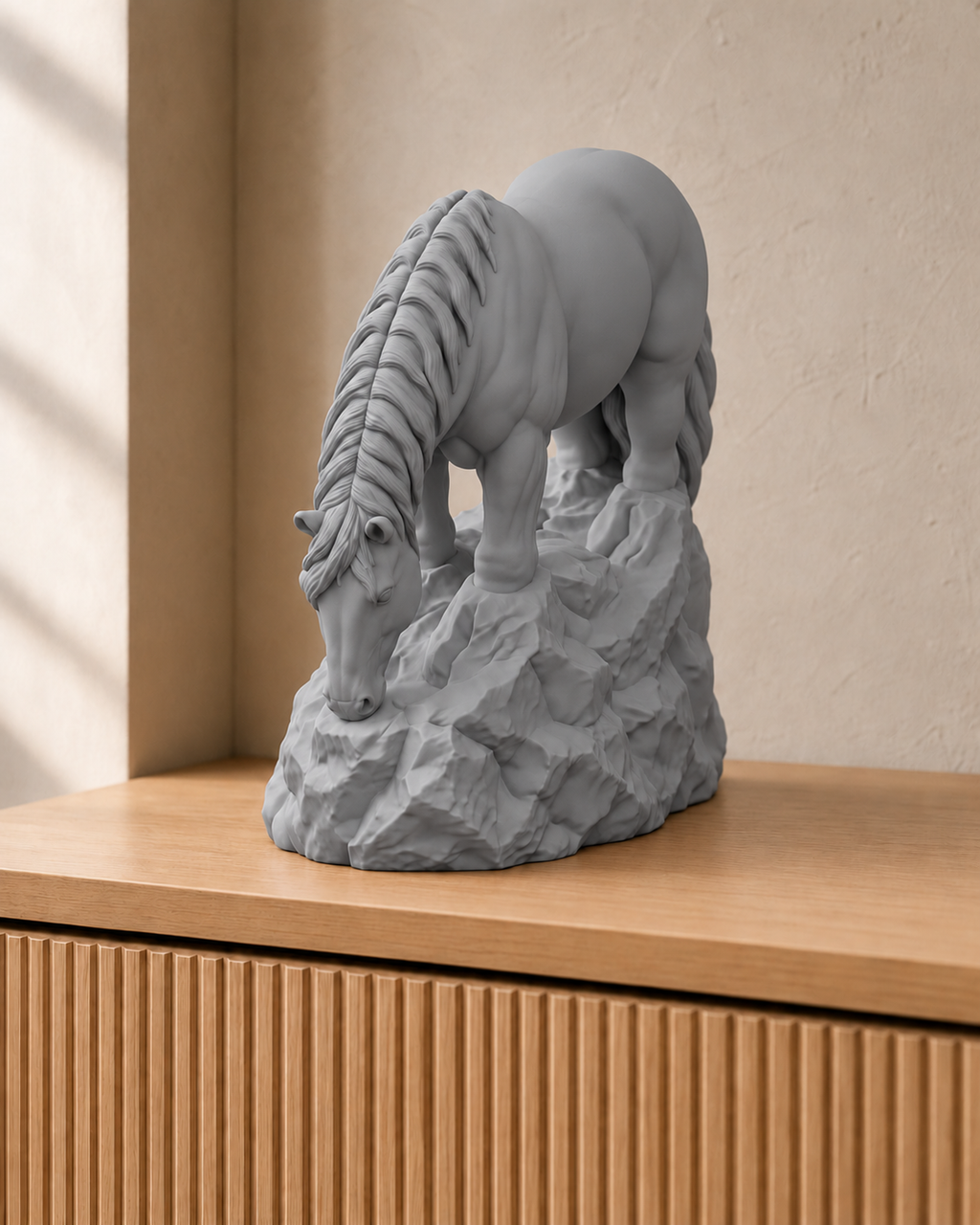 Pferd grasend – Pferdefigur – 05 grau