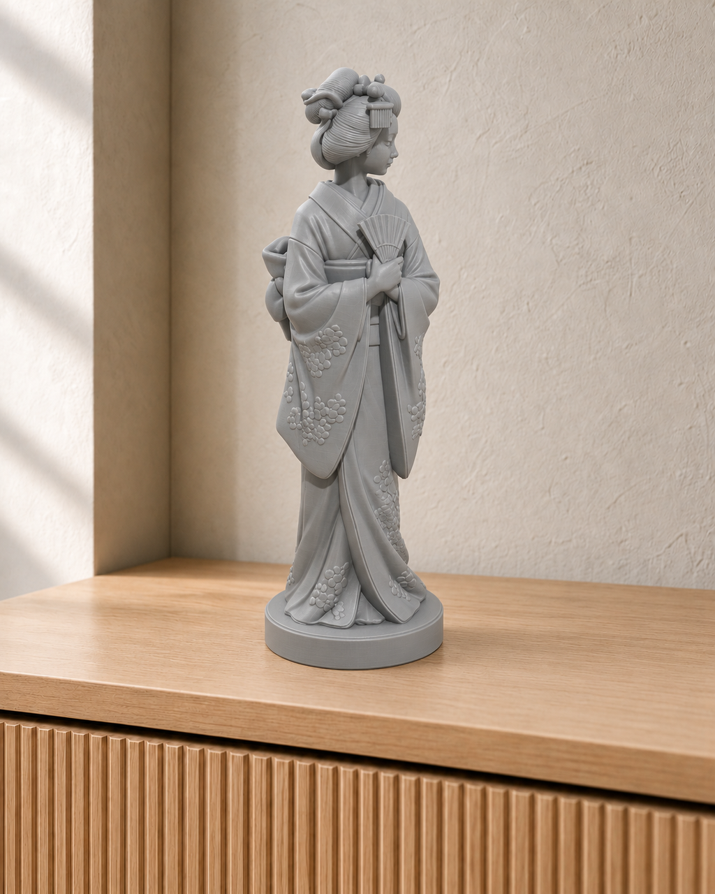 Geisha mit Fächer - 05-grau