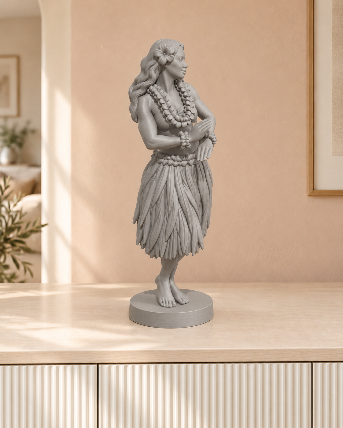 Hula-Tänzerin – Grau – gedruckt