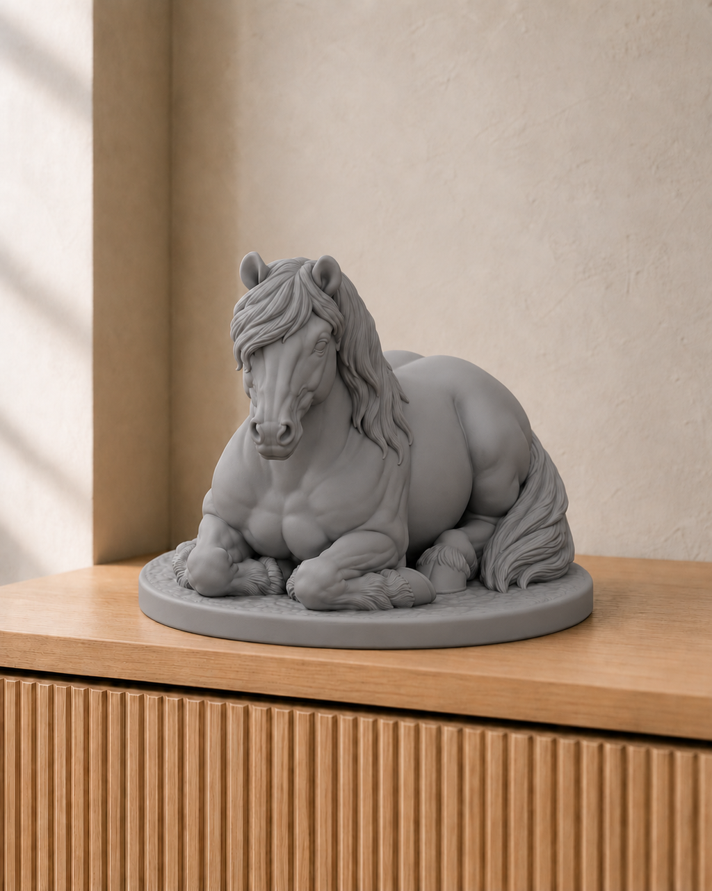 Haflinger liegend – Pferdefigur – 05 grau