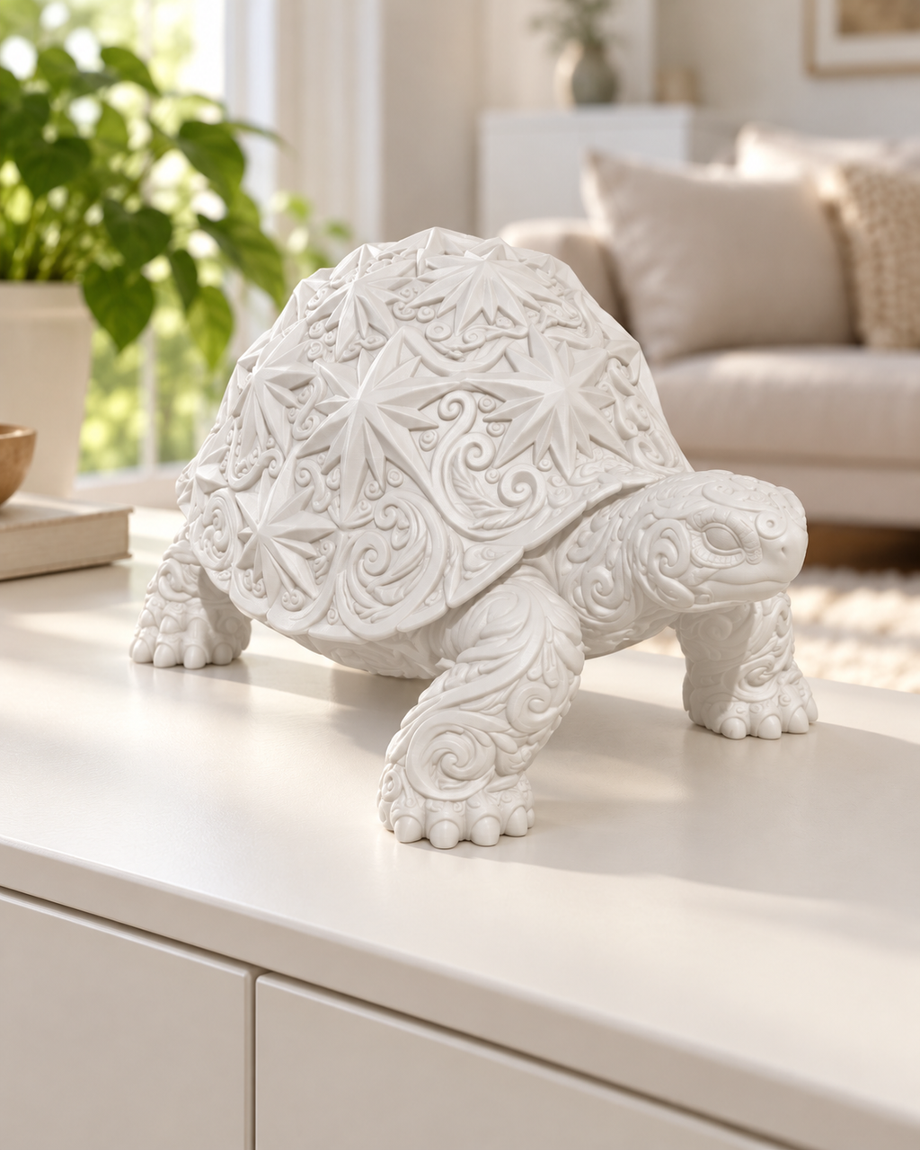 Sternschildkröte Ornament - Weiss gedruckt Wohnzimmer
