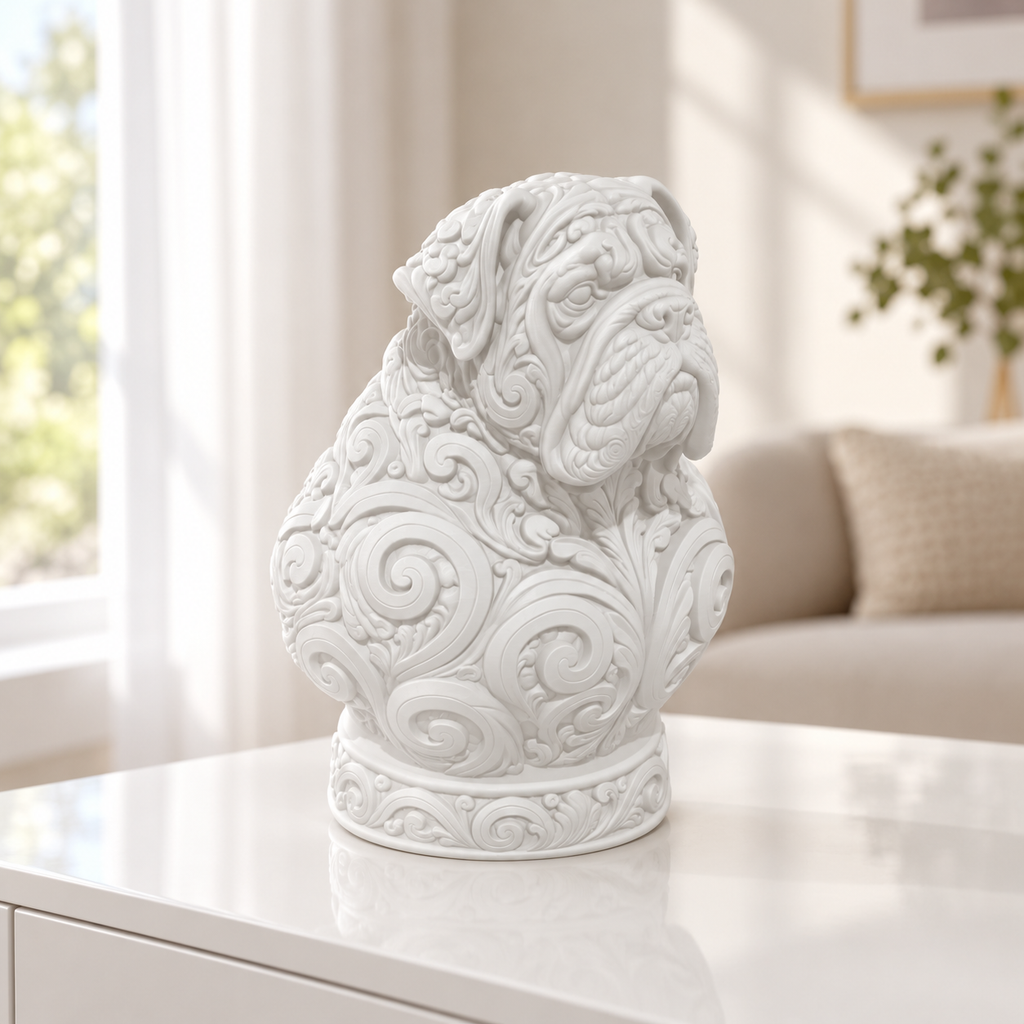 Mastiff-Büste Ornament - Weiss gedruckt Wohnzimmer
