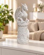 Drache auf Burgturm Ornament - Weiss gedruckt Wohnzimmer