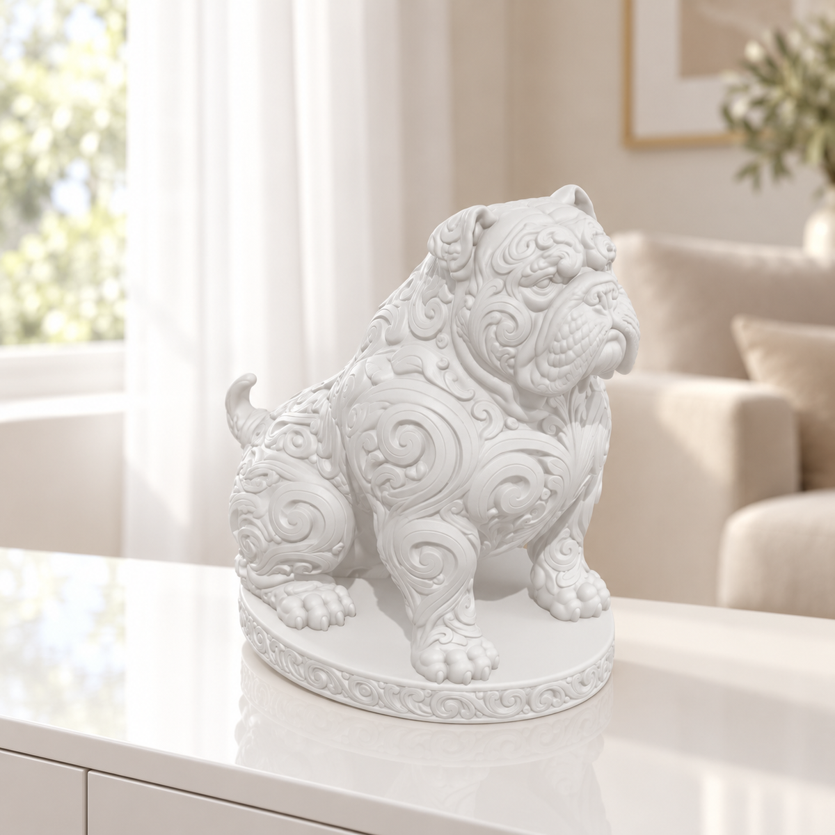 American Bully sitzend Ornament - Weiss gedruckt Wohnzimmer