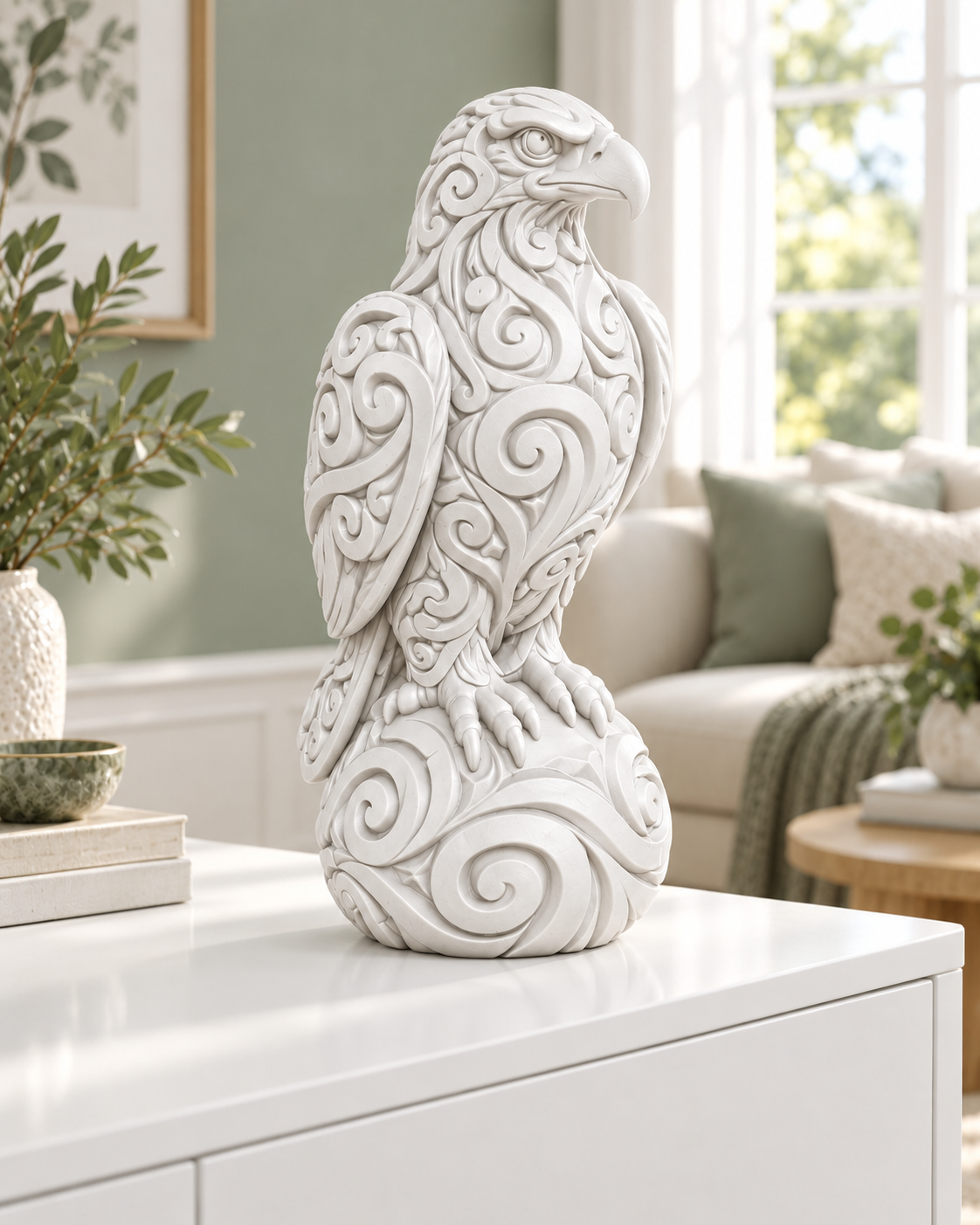 Adler Ornament - Weiss gedruckt Wohnzimmer