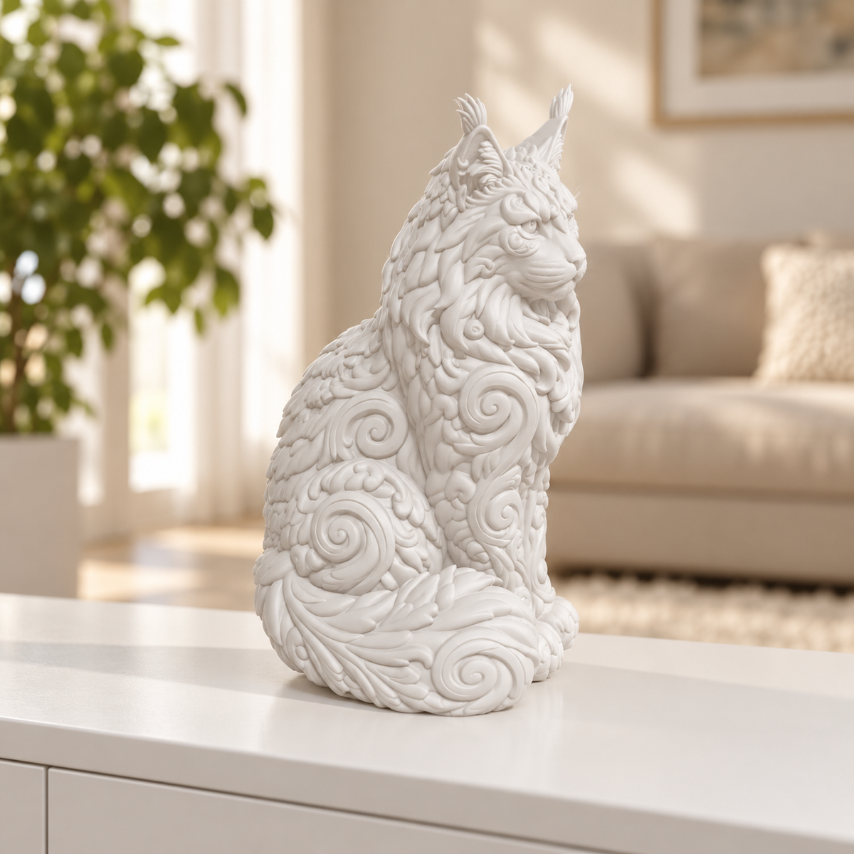 Maine Coon Ornament - Weiss gedruckt Wohnzimmer