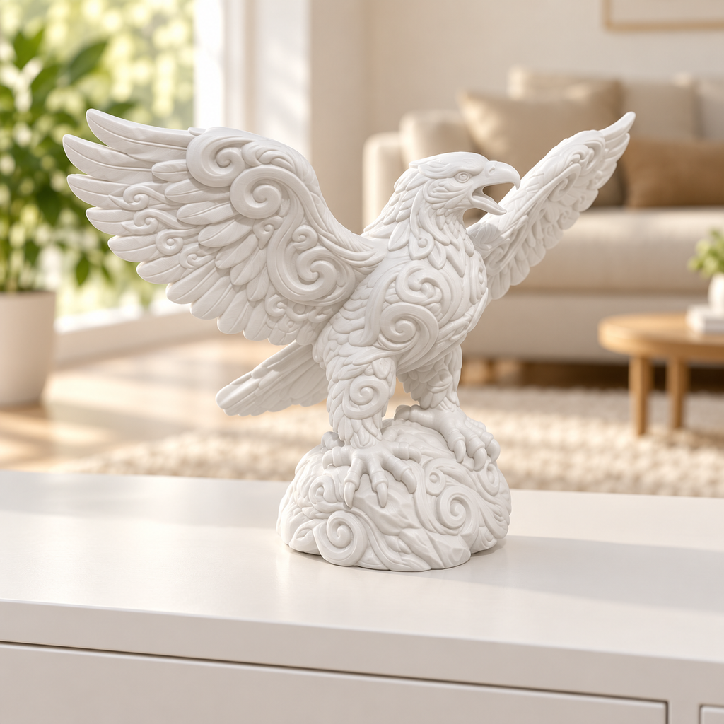 Adler mit Schwingen Ornament - Weiss gedruckt Wohnzimmer