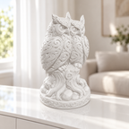 Eulenpaar auf Stamm Ornament - Weiss gedruckt Wohnzimmer