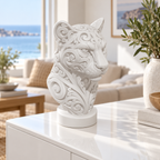 Puma Büste Ornament - Weiss gedruckt Wohnzimmer